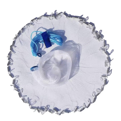 Bait Cast Net – 6 ft, 7 ft or 8 ft Radius, Clear Monofilament Throw Net with Zinc-Coated Weighted Lead Line, Wrist Strap & Mesh Carry Bag – Catch Shad, Shiners & Bait Fish