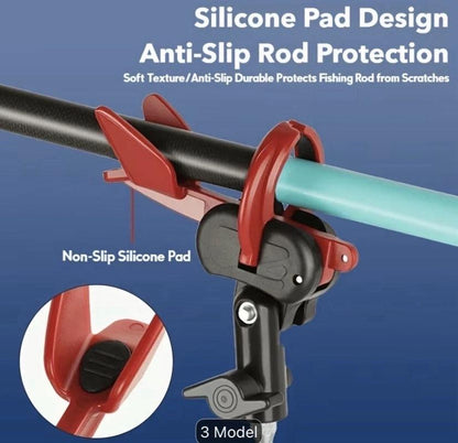 2-Pack Auto-Locking Ground Stake Fishing Rod Holders, Self-Locking Adjustable Bank Rod Holder with Detachable Fork Stake