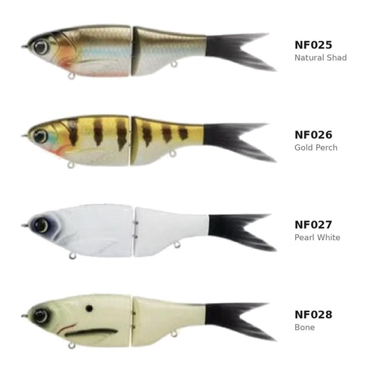 2-Section Glide Swimbait with Bonus 3pack of Alt. Color tails, Slow-Sinking, 8.5 in