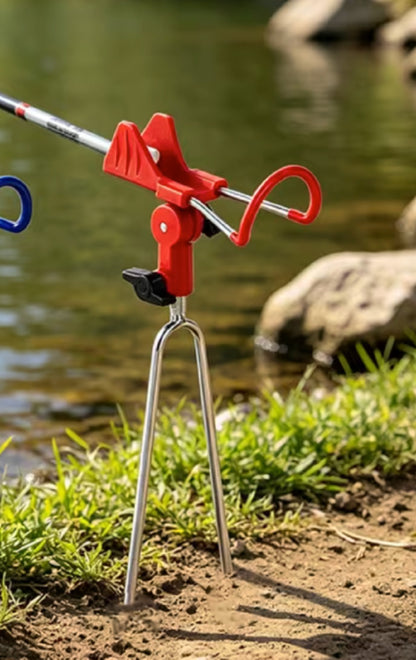 2-Pack Red Adjustable Ground Stake Fishing Rod Holders, Detachable Bank Rod Holder with 8.5mm Steel Fork Stake for Surf & Pier