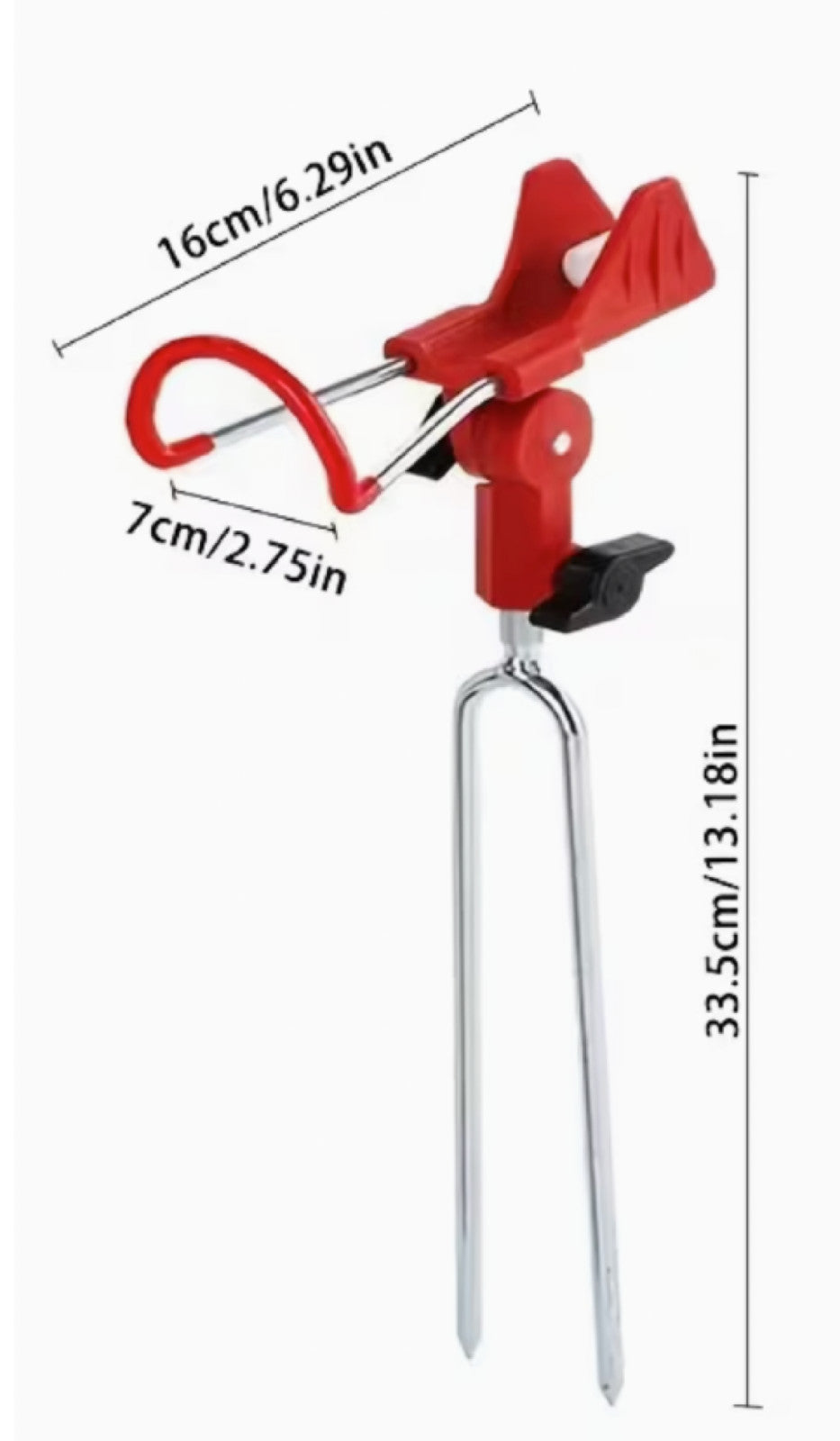 2-Pack Red Adjustable Ground Stake Fishing Rod Holders, Detachable Bank Rod Holder with 8.5mm Steel Fork Stake for Surf & Pier
