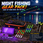 Night Fishing Gear Pack - UV Black Light, LED Floats, Rod Tip Bite Indicators, Rod Holders, Lip Grip & Carry Case