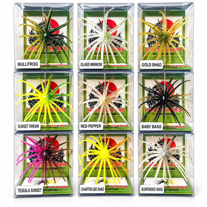 Hookset Hybrid 20mm Urchin Lure 9 Pack Bundle Retail Boxed 9 Colors Bass Lures