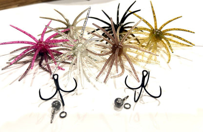 Urchin Quad-Hook Weighted Rig 2-Pack PLUS 6 New Hybrid Two-Color 20MM TPE Urchin